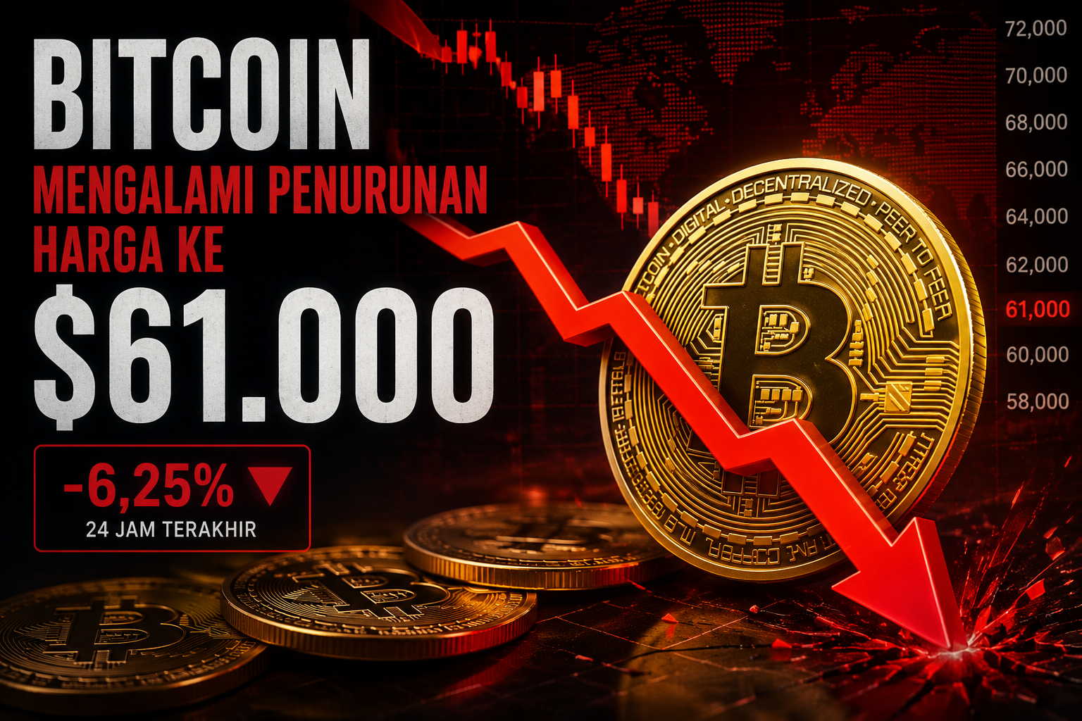 Bitcoin Tergelincir ke US$61.000, Sentimen Pasar Global dan Tekanan Jual Memicu Kekhawatiran Investor
